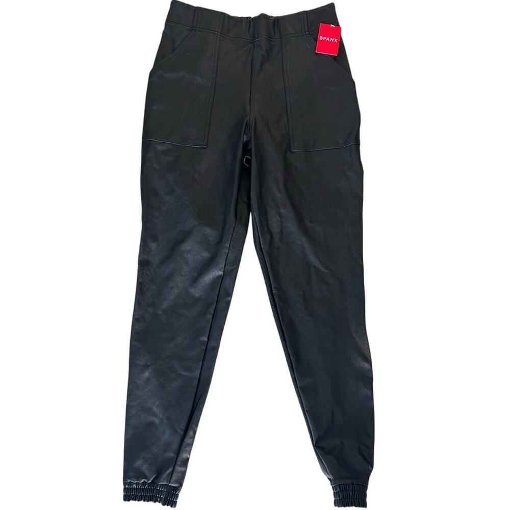 NWT Spanx Women’s Black Faux Leather Jogger Pants